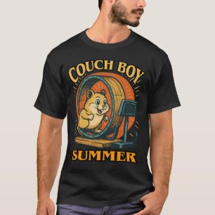 Couch Boy Zomer — Luie Vibes Hamster in Beweging T-shirt