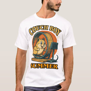 Couch Boy Zomer — Luie Vibes Hamster in Beweging T-shirt