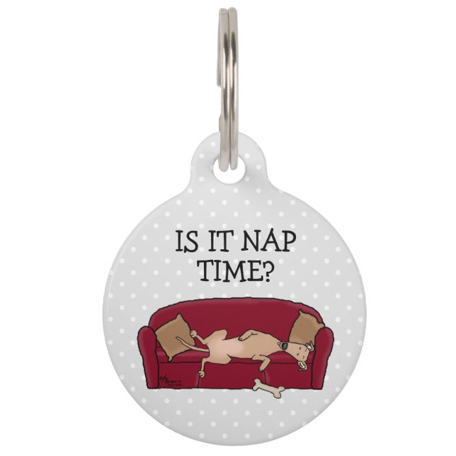 Couch Greyhound (flawn) Dog Lazy Slapende Funny Huisdierpenning (Voorkant)