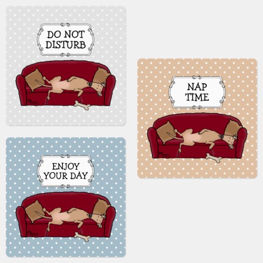 Couch Greyhound (flawn) Dog Lazy Slapende Funny Labels (Groep)