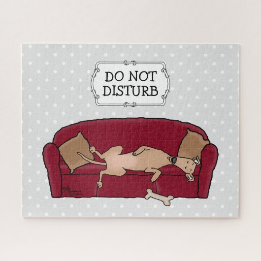 Couch Greyhound (flawn) Dog Lazy Slapende Funny Legpuzzel (Horizontaal)