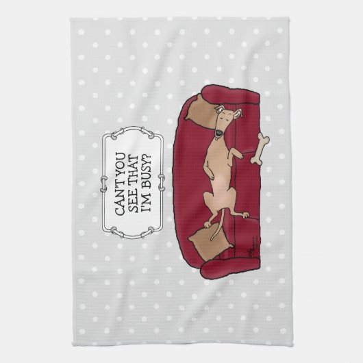 Couch Greyhound (flawn) Dog Lazy Slapende Funny Theedoek (Verticaal)