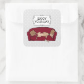 Couch Greyhound (flawn) Dog Lazy Slapende Funny Vierkante Sticker (Tas)