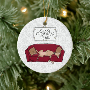 Couch Greyhound (flawn) Dog Wachten op Santa Keramisch Ornament