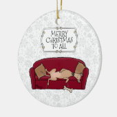 Couch Greyhound (flawn) Dog Wachten op Santa Keramisch Ornament (Links)