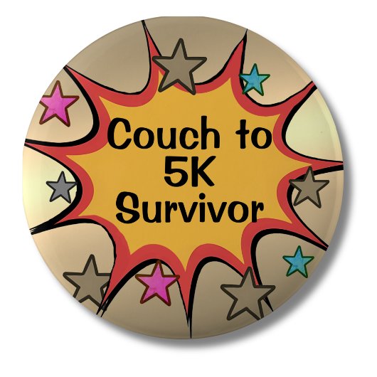 Couch naar 5K-overlever Grappige Hardloop Prestati Ronde Button 5,7 Cm