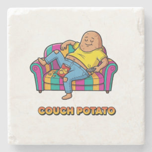 Couch Potato Cartoon Stenen Onderzetter