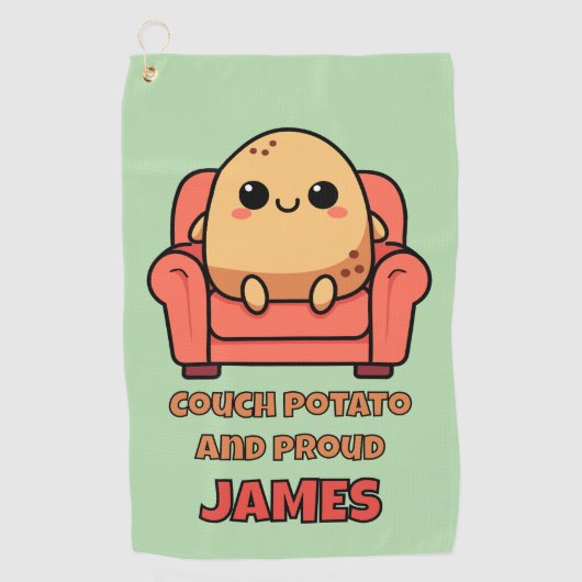 Couch Potato en trots Golfhanddoek (Voorkant)