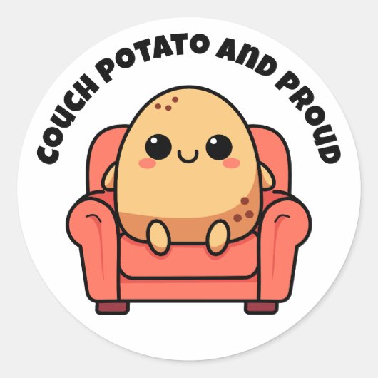 Couch Potato en trots Ronde Sticker (Voorkant)