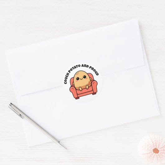 Couch Potato en trots Ronde Sticker (Envelop)