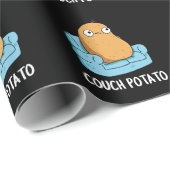 Couch Potato Funny Potato Pun Dark BG Cadeaupapier (Rol Hoek)