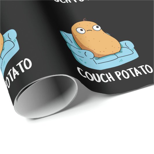 Couch Potato Funny Potato Pun Dark BG Cadeaupapier (Rol Hoek)