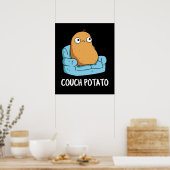 Couch Potato Funny Potato Pun Dark BG Poster (Keuken)