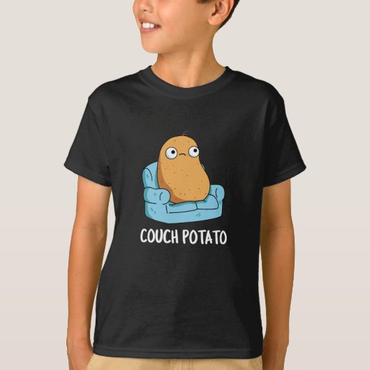 Couch Potato Funny Potato Pun Dark BG T-shirt (Voorkant)