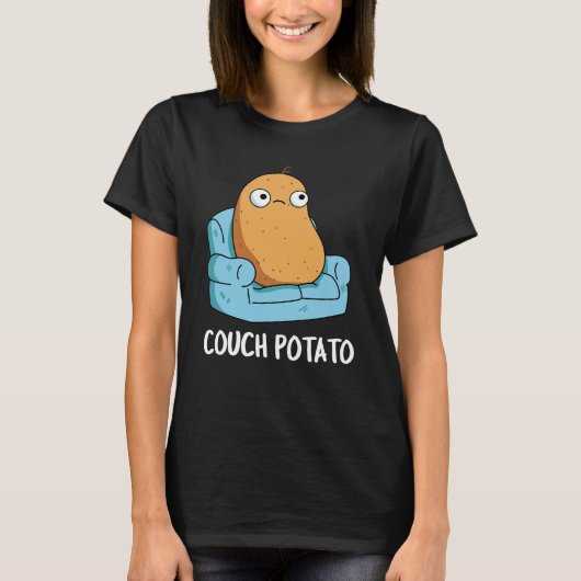 Couch Potato Funny Potato Pun Dark BG T-shirt (Voorkant)