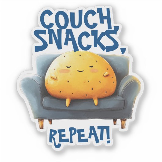 Couch Potato Funny Sticker (Voorkant)