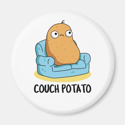 Couch Potato Grappige Aardappel Pun Magneet (Voorkant)