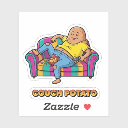 Couch Potato Lazy Person Sticker (Vel)
