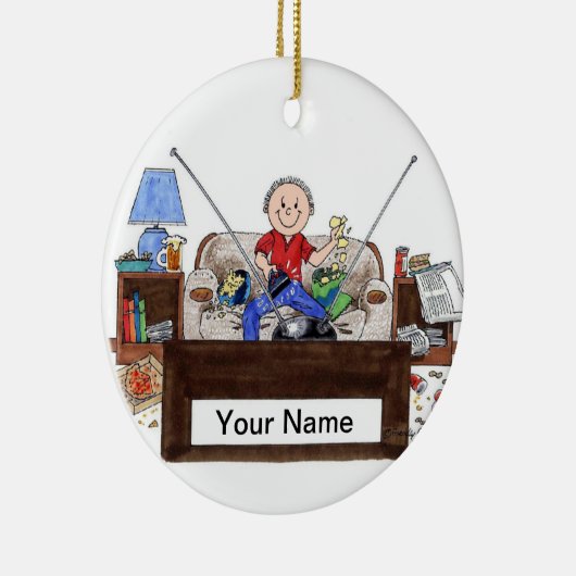 Couch Potato - Mannelijk Keramisch Ornament (Rechts)