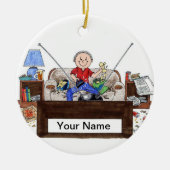 Couch Potato - Mannelijk Keramisch Ornament (Voorkant)