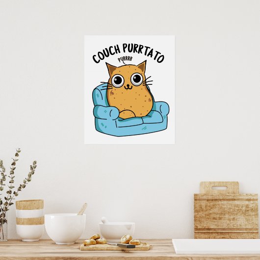 Couch Purrtato Funny Potato Pun Poster (Keuken)