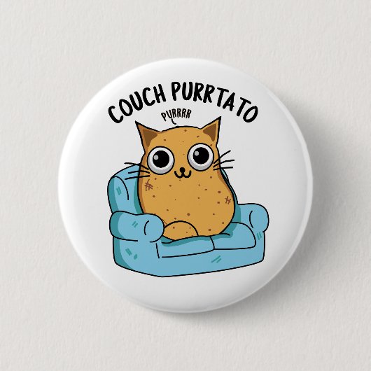 Couch Purrtato Funny Potato Pun Ronde Button 5,7 Cm (Voorkant)