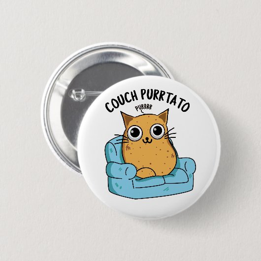 Couch Purrtato Funny Potato Pun Ronde Button 5,7 Cm (Voorkant /achterkant)