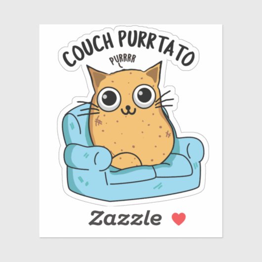 Couch Purrtato Funny Potato Pun Sticker (Vel)