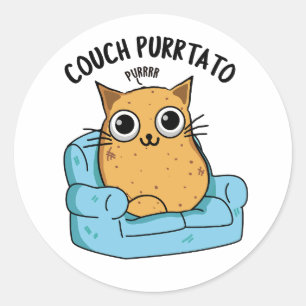 Couch Purrtato Grappige Aardappel Woordspeling Ronde Sticker