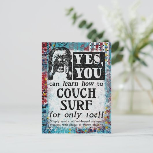 Couch Surf - Funny Vintage Ad Briefkaart (Staand voorkant)