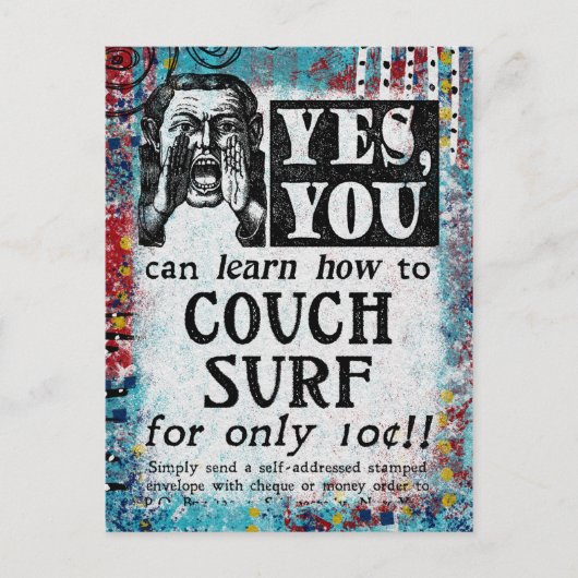 Couch Surf - Funny Vintage Ad Briefkaart (Voorkant)