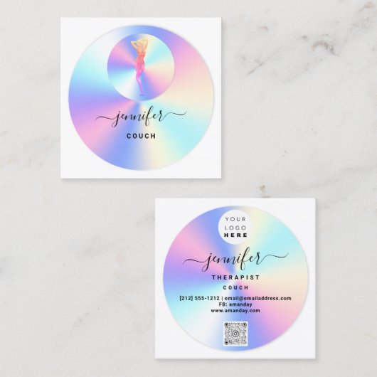 Couch Therapeut Foto Holograaf QR Logo Lichaam Vierkante Visitekaartje (Voorkant / Achterkant)