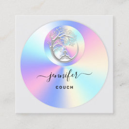 Couch Therapeut Foto Holograaf QR Logo Yoga Vierkante Visitekaartje