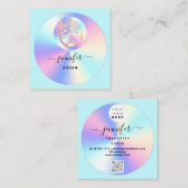 Couch Therapeut Holograf QR Logo Yoga Aqua Vierkante Visitekaartje (Voorkant / Achterkant)