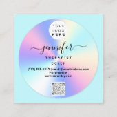 Couch Therapeut Holograf QR Logo Yoga Aqua Vierkante Visitekaartje (Achterkant)