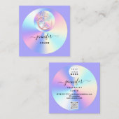 Couch Therapeut Holograf QR Logo Yoga Paarse Vierkante Visitekaartje (Voorkant / Achterkant)