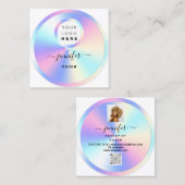 Couch Therapeut Holografie QRCode Logo Foto Wit Vierkante Visitekaartje (Voorkant / Achterkant)