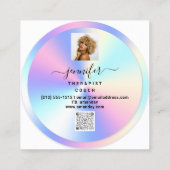 Couch Therapeut Holografie QRCode Logo Foto Wit Vierkante Visitekaartje (Achterkant)