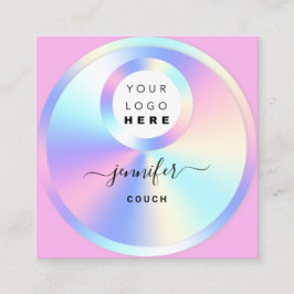 Couch Therapist Holografie QR Code Logo Foto Roze Vierkante Visitekaartje