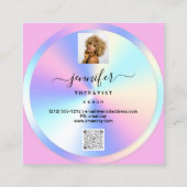 Couch Therapist Holografie QR Code Logo Foto Roze Vierkante Visitekaartje (Achterkant)