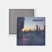 Couché de soleil sur la forêt en Laponie Magneet (Voorkant / Achterkant)