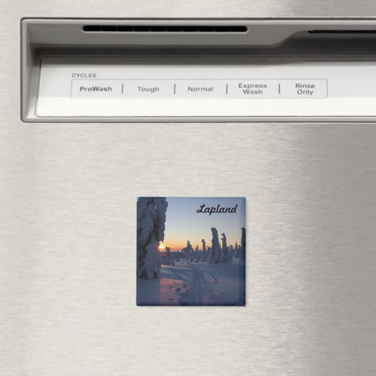 Couché de soleil sur la forêt en Laponie Magneet (Insitu (Vaatwasser))