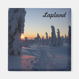 Couché de soleil sur la forêt en Laponie Magneet