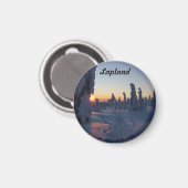 Couché de soleil sur la forêt enneigé de Laponie Magneet (Voorkant / Achterkant)