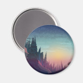 Coucher de soleil sur forêt magneet (Voorkant / Achterkant)