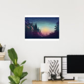 Coucher de soleil sur forêt poster (Thuiskantoor)