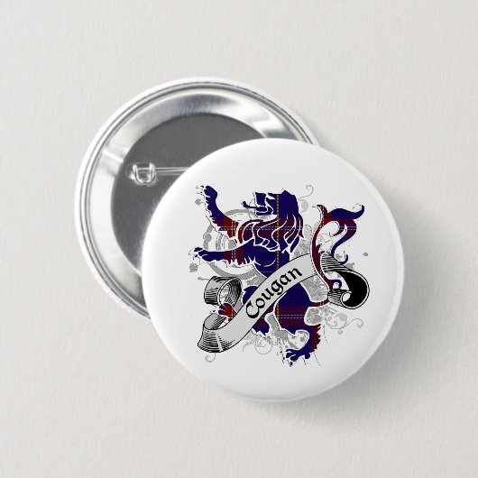 Cougan Tartan Lion 2 Ronde Button 5,7 Cm (Voorkant /achterkant)