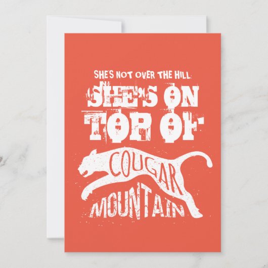 Cougar 50th Birthday Invitation Over the Hill Kaart (Voorkant)