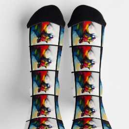 Cougar abstracte stijl uit de jaren 60 sokken