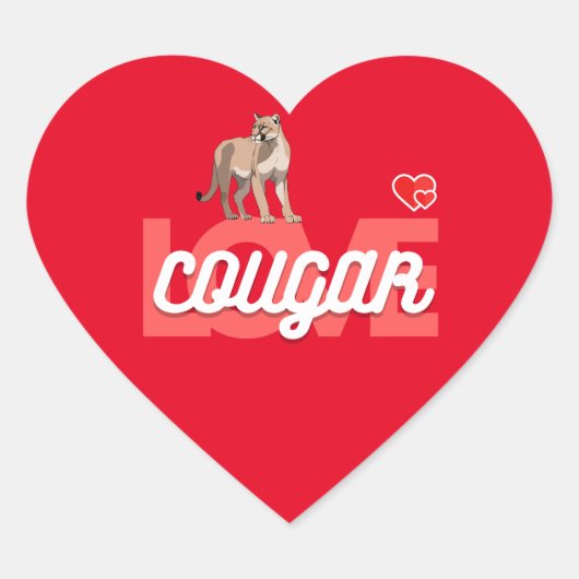 cougar animal love hart sticker (Voorkant)